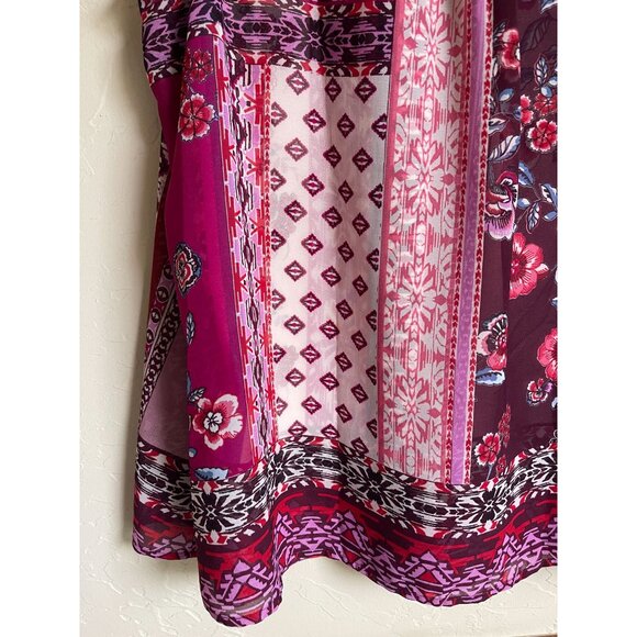 Roz & Ali Pink Cream Sleeveless Top Size XL Peasant Boho Bohemian Floral - Picture 6 of 6